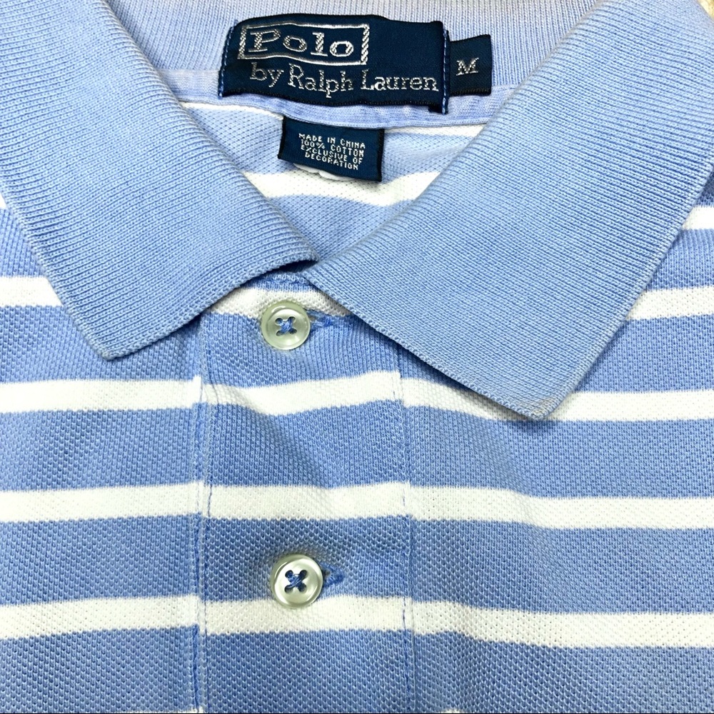 Polo Ralph Lauren Vintage Light Blue Striped Polo - Picture 4 of 5